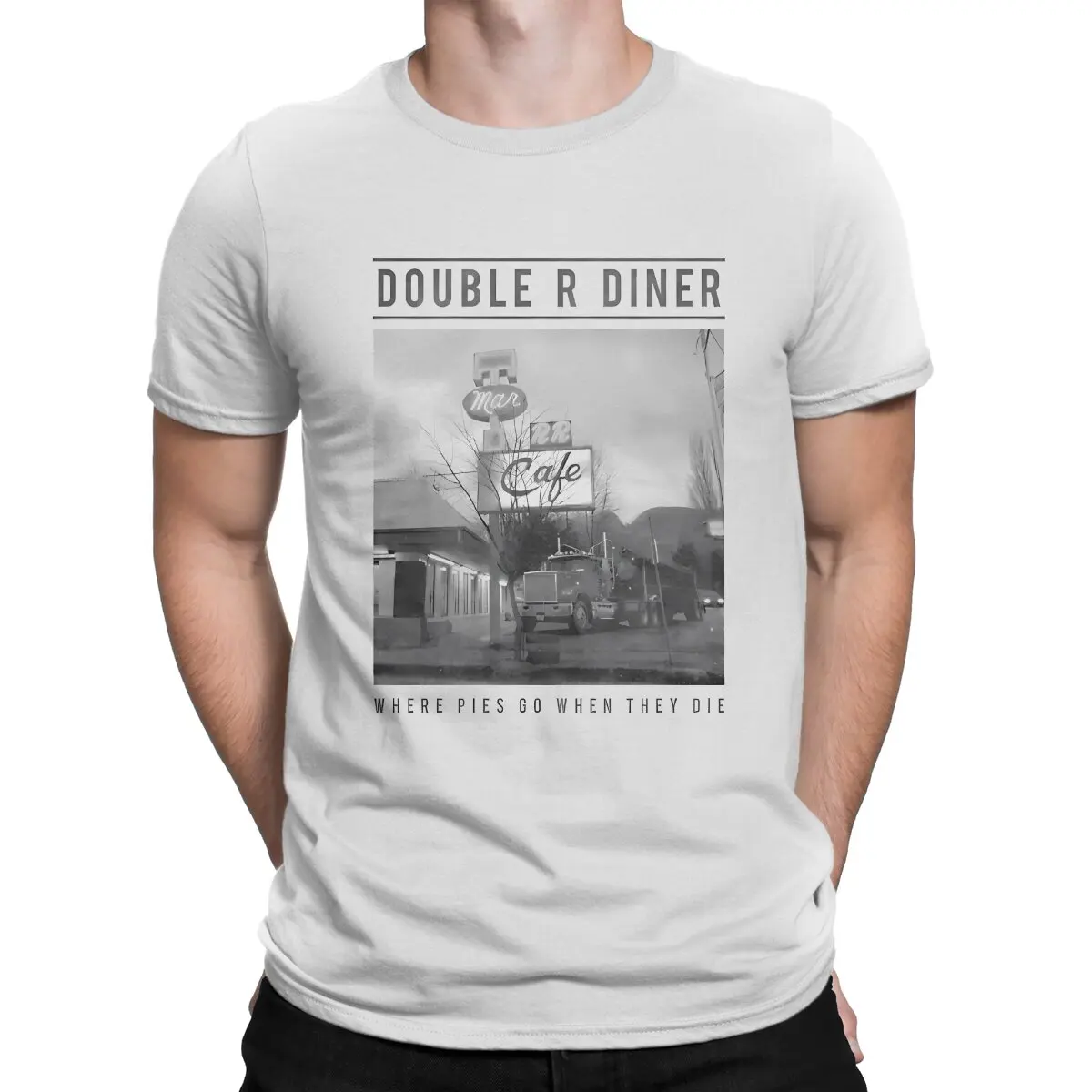 thumbnail image 1 of Camiseta con el logo de Double R Diner Where Pies Go To Die, camisetas de algodón Twin Peaks, divertidas camisetas de manga corta con cuello redondo, camiseta clásica, 1 of 7