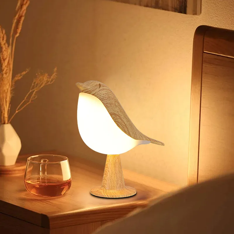 LED Night Light 3 Colors Touch Switch Bedside Light Dimmable Bird Lamps Lasting and Durable Protection Eye Warm Home Decorations 4