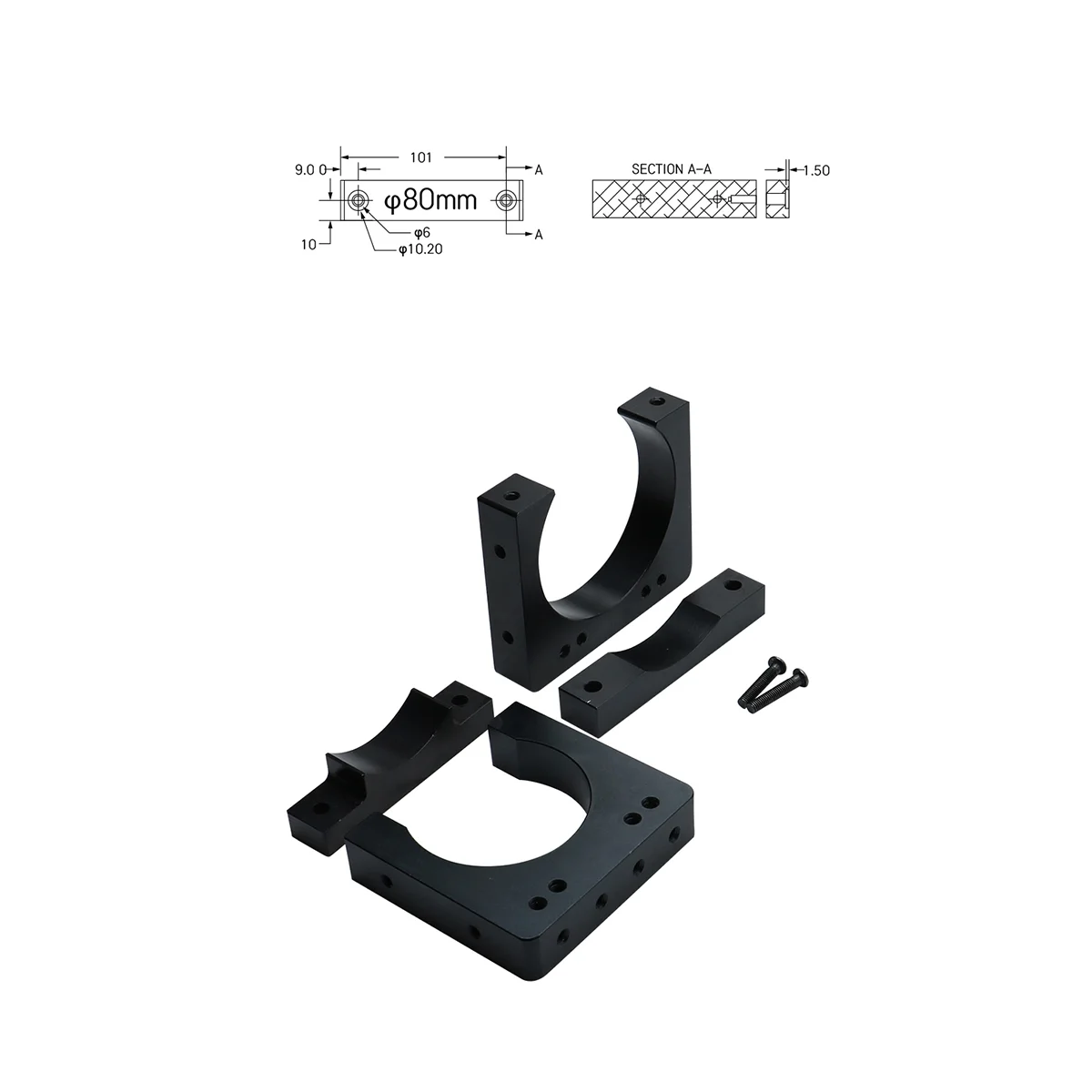

2 Pcs CNC Engraving Machine Diameter 65mm Spindle Motor Fixture Aluminum Support Mounting Base Bracket(65mm)