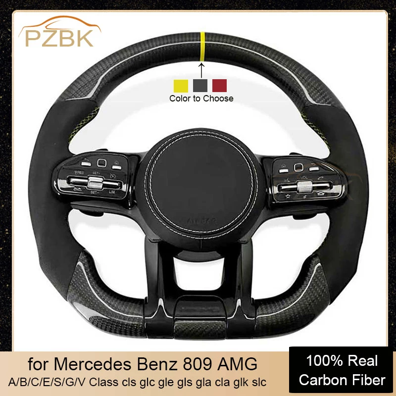 100% Real Carbon Fiber Car Steering Wheel for Mercedes Benz 809 AMG A/B/C/E/S/G/V Class cls glc gle gls gla cla glk slc