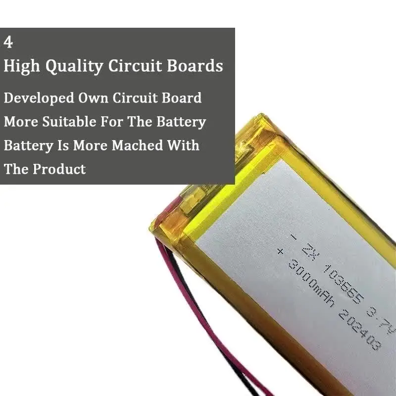 充電式リチウムポリマー電池,3.7v,3000mah,103665,タブレット