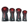 New Pattern White/Red/Black PU Leather with Spider Embroidery Wood Head Cover Golf Club Driver Fairway Wood FW Hybrid Head Cover 1