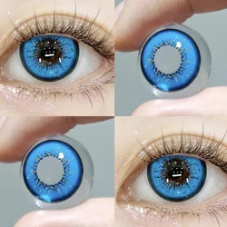 Vibrant Blue/Red Colored Contact Lenses for Cosplay Makeup, Premium Soft Lenses for Events & Outdoor Adventures (BELLA - blue)