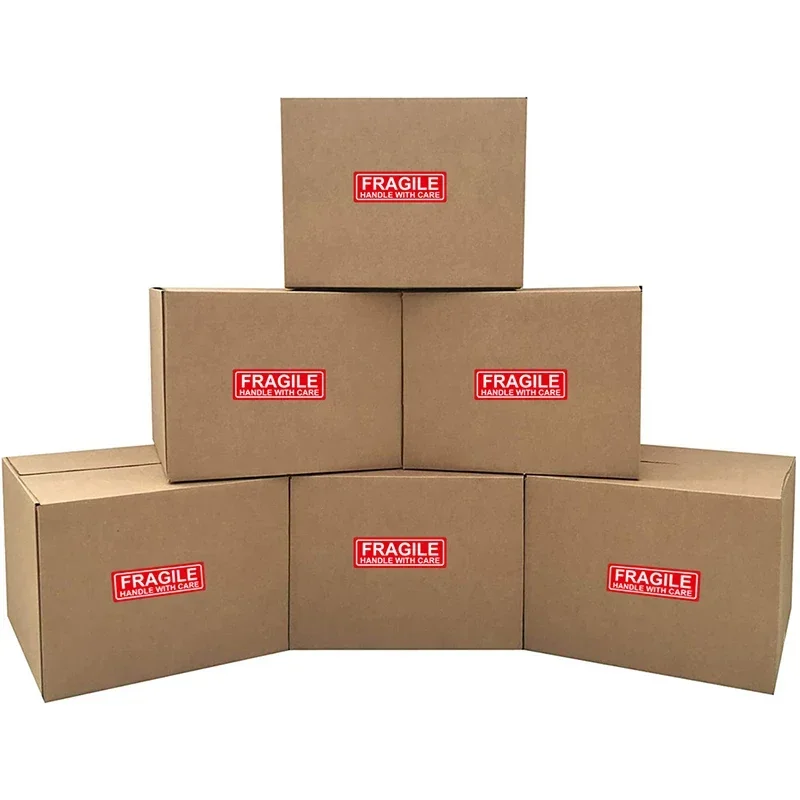 500/1000PCS English Fragile Stickers The Goods Please Handle With Care Warning Express Labels DIY Supplies Red Warning Sticker