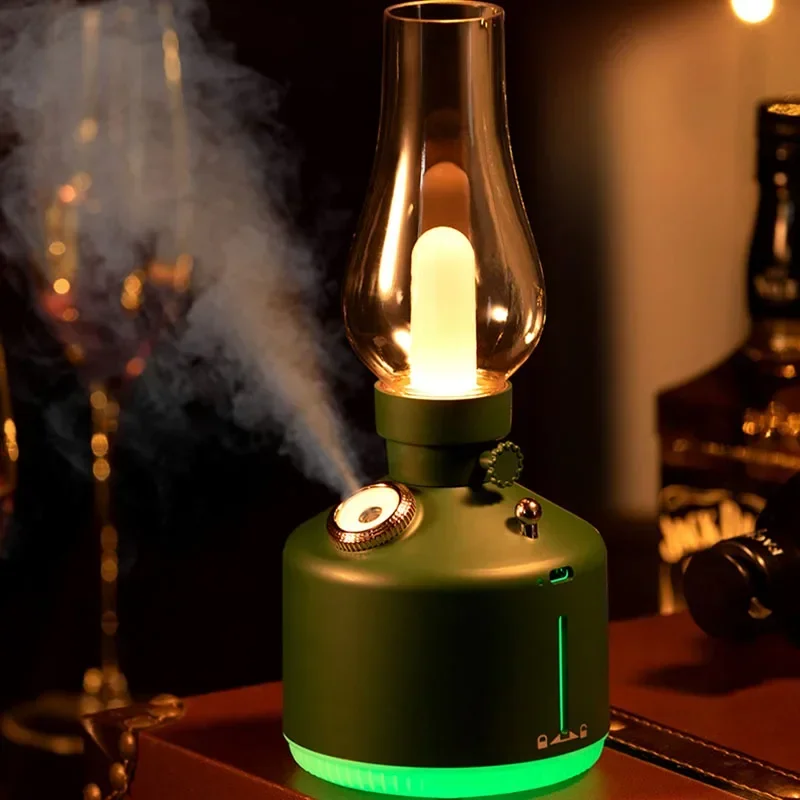 

Portable Retro Lamp Air Humidifier USB Rechargeable Wireless Aroma Diffuser Essential Oil 7Color Lights Cool Mist Humidificador