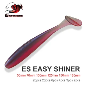 Мягкие приманки ESFISHING T Tail Shad 50, 76, 100, 125, 150, 180 мм ES Easy Shiner Isca, искусственные силиконовые рыболовные приманки Pesca, снасти