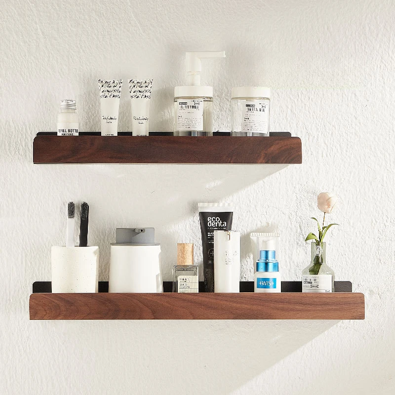 Punch-Free-Bathroom-Shelf-Wooden-Wall-Mounted-Shelf-Shower-Wall-Shelves ...