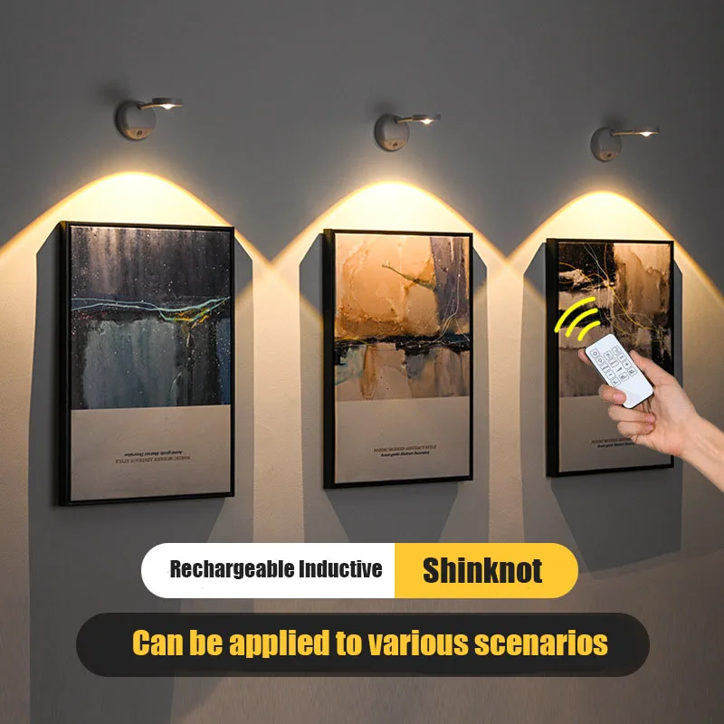 

Shineknot Charging Without Wiring Indoor Wall Spotlights Intelligent LED Body Sensing Light Remote Control Wall Lamp zm0043