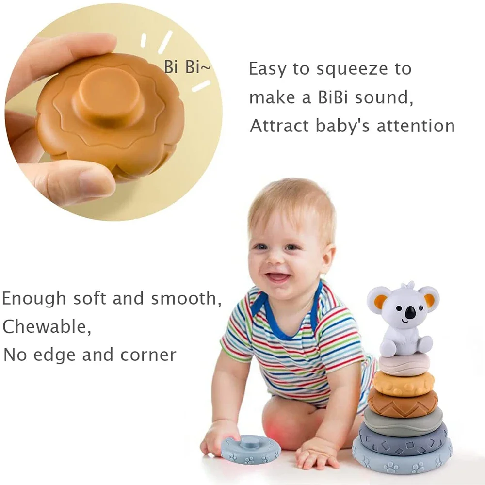Baby Montessori Sensorisches Intellektuelles Entwicklungsset Entwicklung der Feinmotorik Koala Kaninchen Stapelturm Lernspielzeug – Detail 6