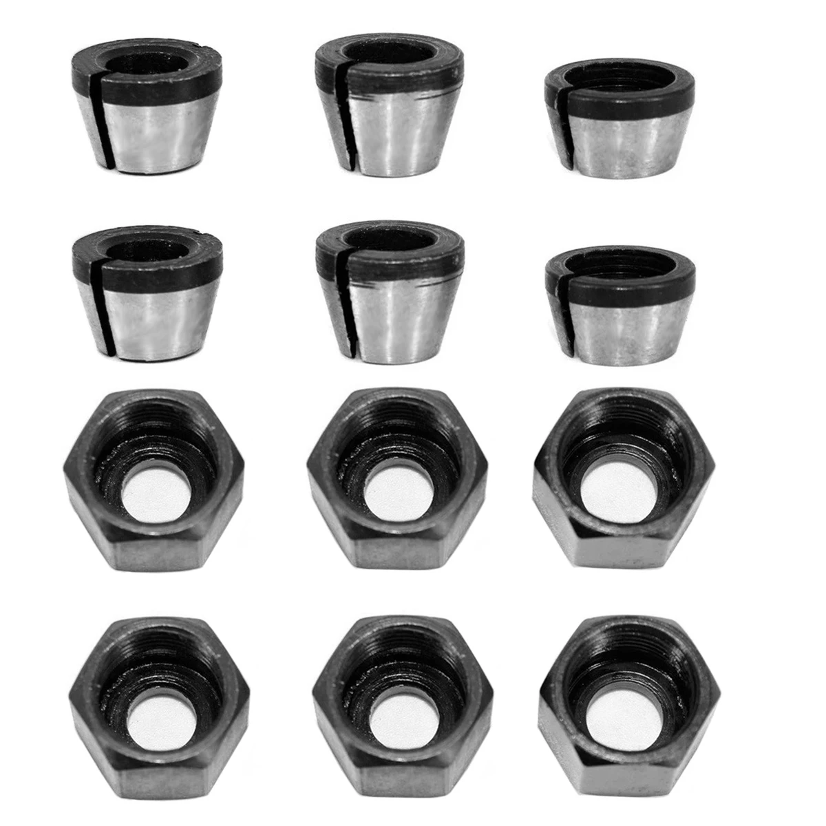 Lot De 8 Pinces De Serrage Pour Fraiseuse/graveur - Diamètres 6 Mm, 6,35 Mm, 8 Mm, Haute Précision, Métal - 2