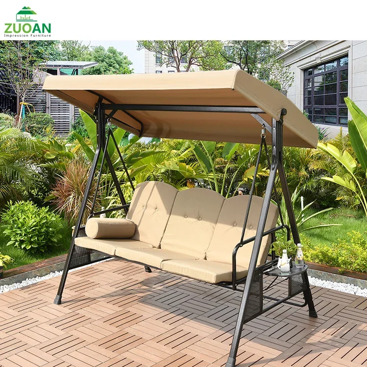 High Quality Indoor Outdoor Chair Canopy Seat Patio 2 seat solar panels patio swing 3 Seater Garden Swings