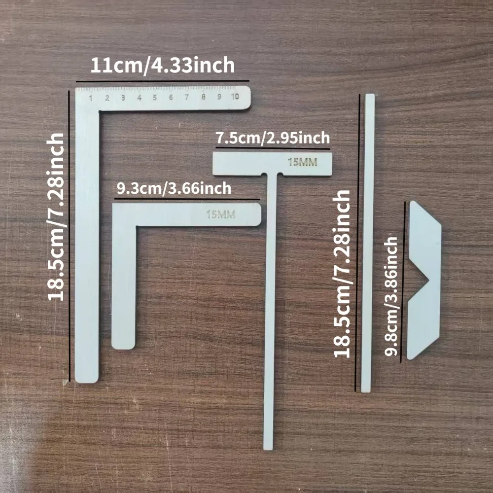 저널 스크랩북 및 노트북 커버, 노트북 바인딩 및 장식 공예 DIY 프로젝트를 위한 5종 다기능 자 세트