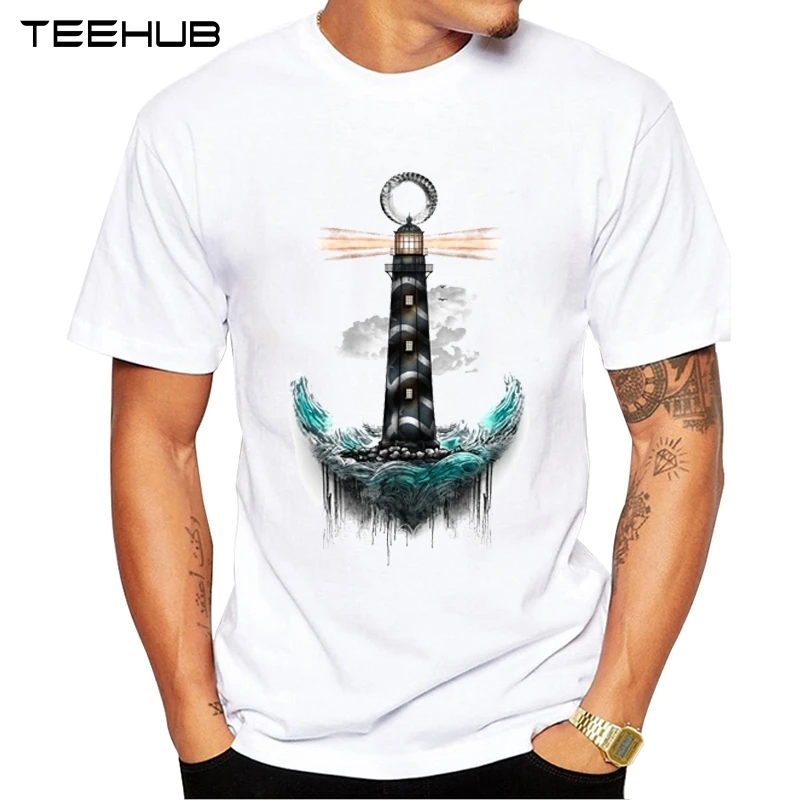 TEEHUB Vintage Anker Männer T-Shirt Hipster Die Weg Design Kurzarm Tops Geek Stil männer T Shirts – Detail 1