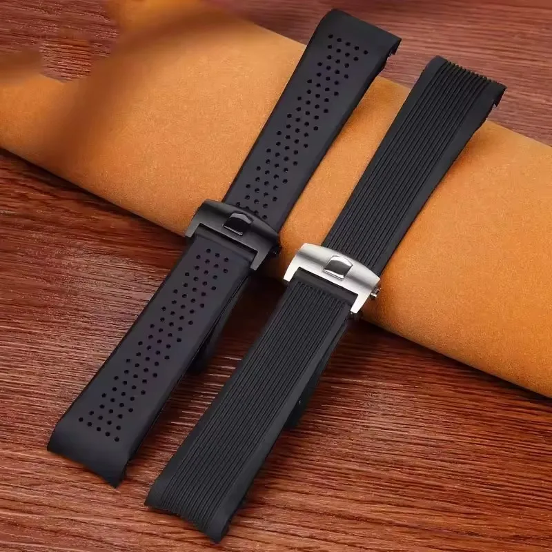 Soft Natural Rubber Waterproof Sport Watch Strap, Silicone Watch Bracelet