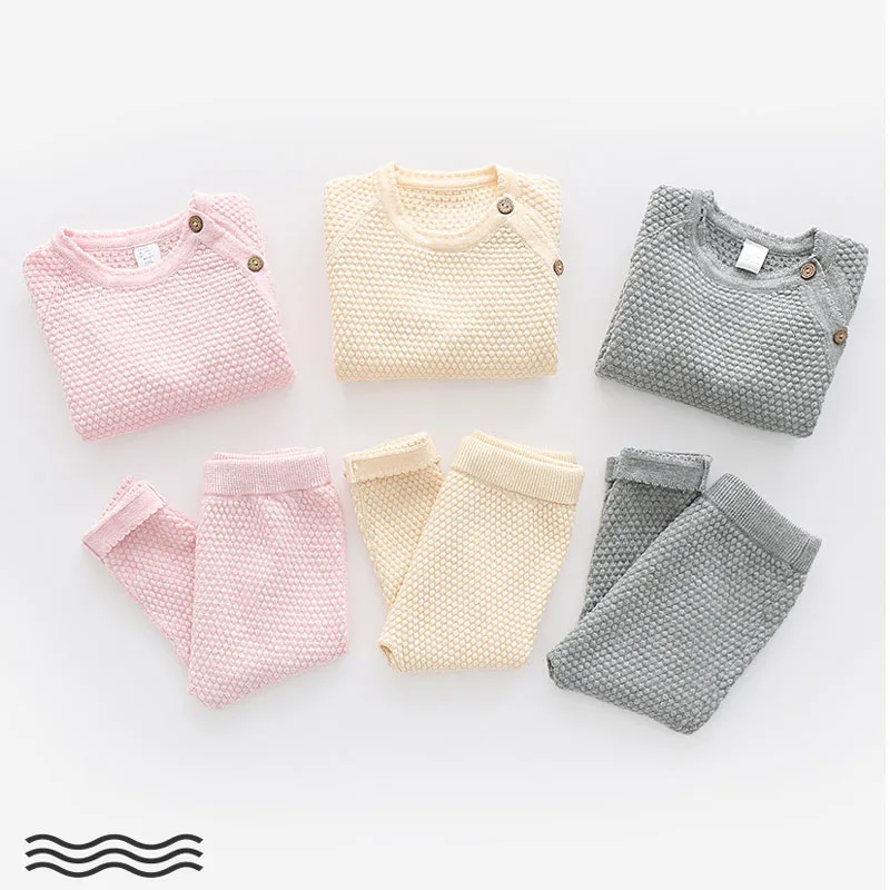 baby outfit matching set Baby Girl Boy Clothes Sets Spring Newborn Baby Girl Clothing Cotton Tops Pant Outfits Boy Knit Sweater Baby Pajamas Sets baby clothing set essentials