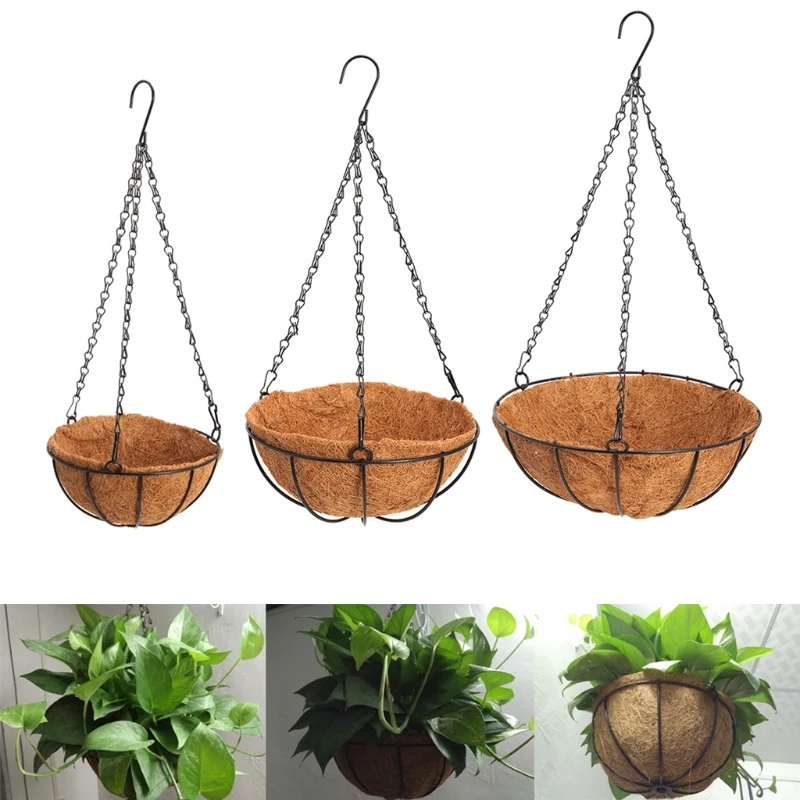 

2022 New Hanging Coconut Vegetable Flower Pot Basket Liners Planter Garden Decor Iron Art