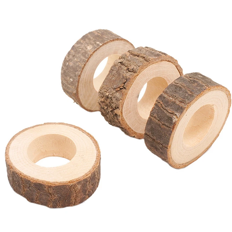 

60 Pcs Wooden Napkin Ring Christmas Napkin Ring Holders Round Serviette Holder Decorative Napkin Rings 1.18In