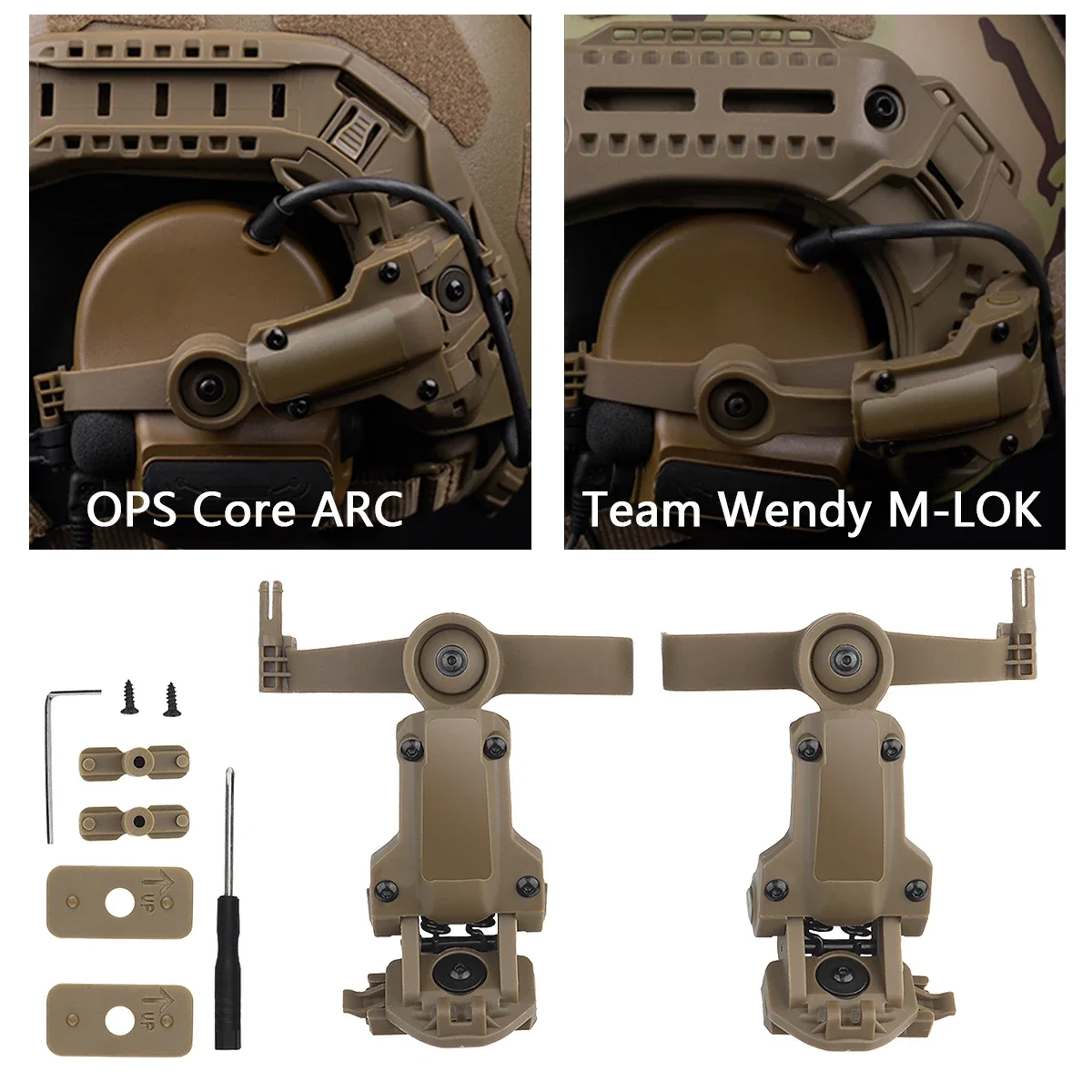 Tactical OPS CORE ARC/Wendy M-LOK Rail Airsoft M32 M31 Fast Helmet Mount Adapter For COMTAC III Shooting Headset Accessories