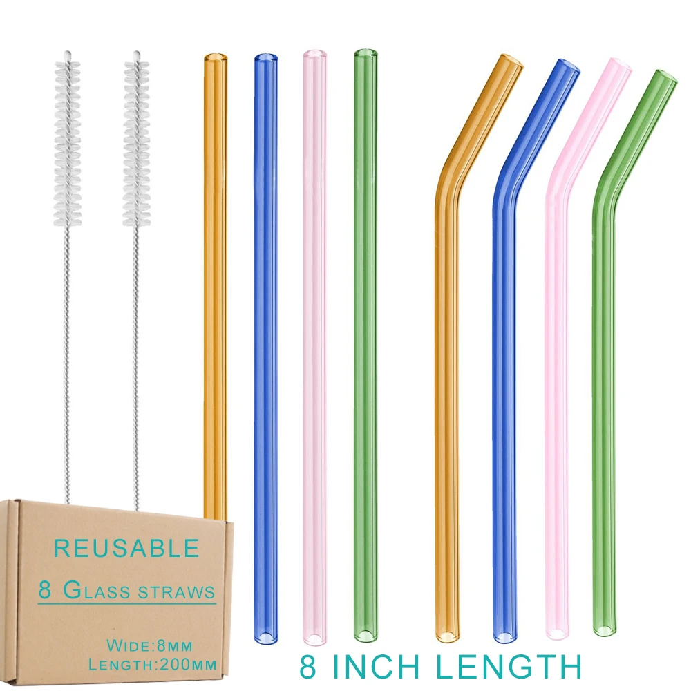 8 PCS Reusable Straw with Cleaning Brush Replacement Long Straw Compatible with Stanley 40 oz 30 oz Cup Tumbler Dishwasher Safe drinking straws
