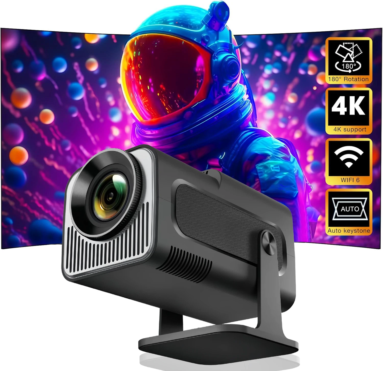 4K 안드로이드 11 프로젝터 네이티브 1080P 390ANSI HY320 듀얼 Wifi6 BT5.0 1920*1080P 시네마 휴대용 프로젝터 업그레이드