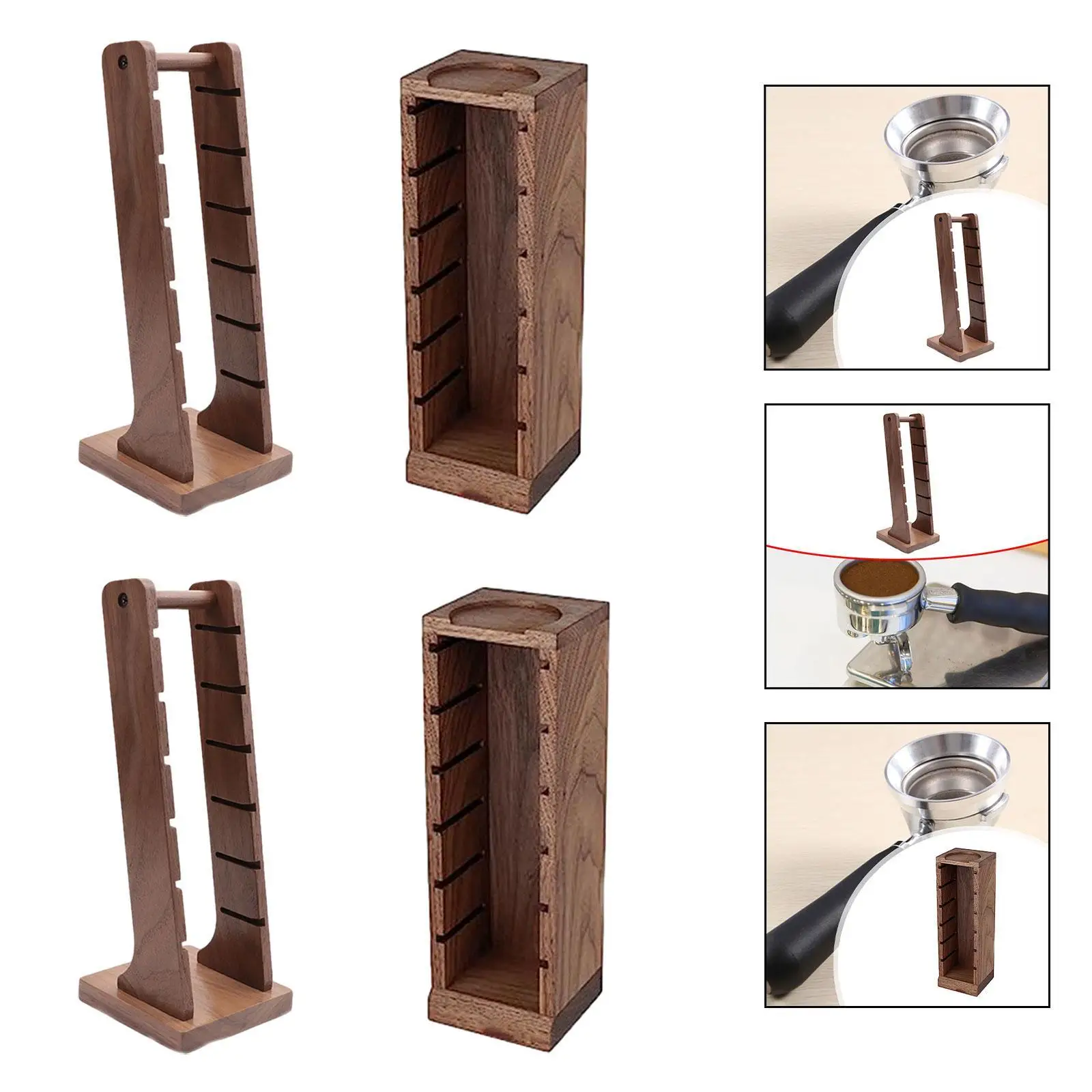 Coffee Powder Bowl Storage Shelf Wooden Multifunction Coffee Filter Basket