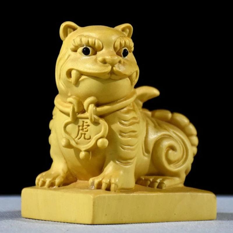 

1 Pc Boxwood Tiger General Ornament Woodcarving Handicrafts Temple Worship Decoration of Living Room Foyer Home Decoration