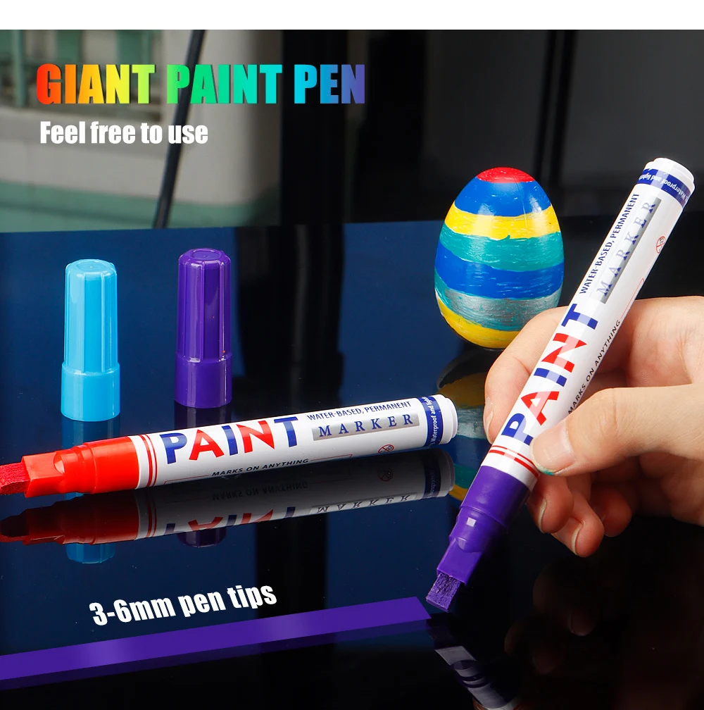 1 Stück bunte wasserfeste Permanent-Farbmarker mit 6 mm Spitze – für Stoff-, Graffiti-, Metall- und Autolackreparatur, Kunst- und Schulbedarf. – Detail 8