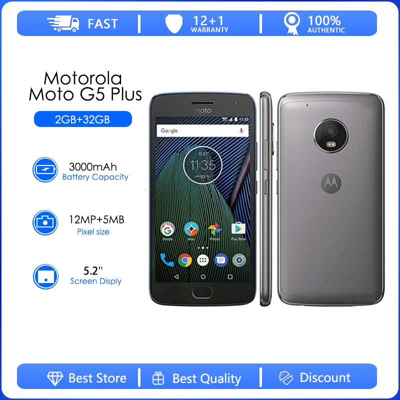  Moto G5 (5th Generation) - 32GB GSM Unlocked Android Smartphone  (Lunar Gray) : Cell Phones & Accessories