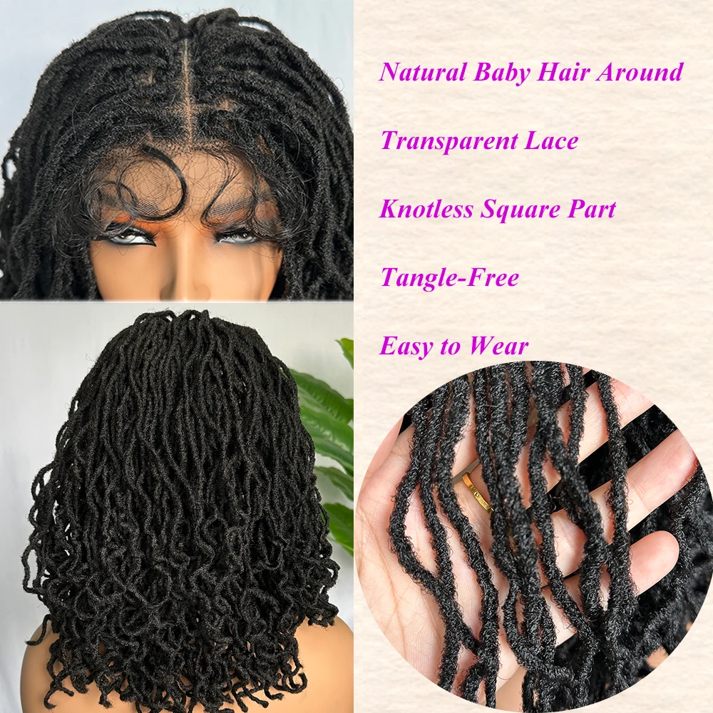 X-TRESS 4x4 Lace Front Twist Dreadlock Braided Wig 14" Curly Faux Locs for Black Women with Baby Hair