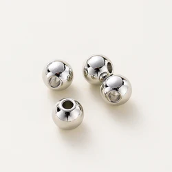 Gold Plated Smooth Round Brass Beads for DIY Jewelry Making & Wholesale (Platinum)