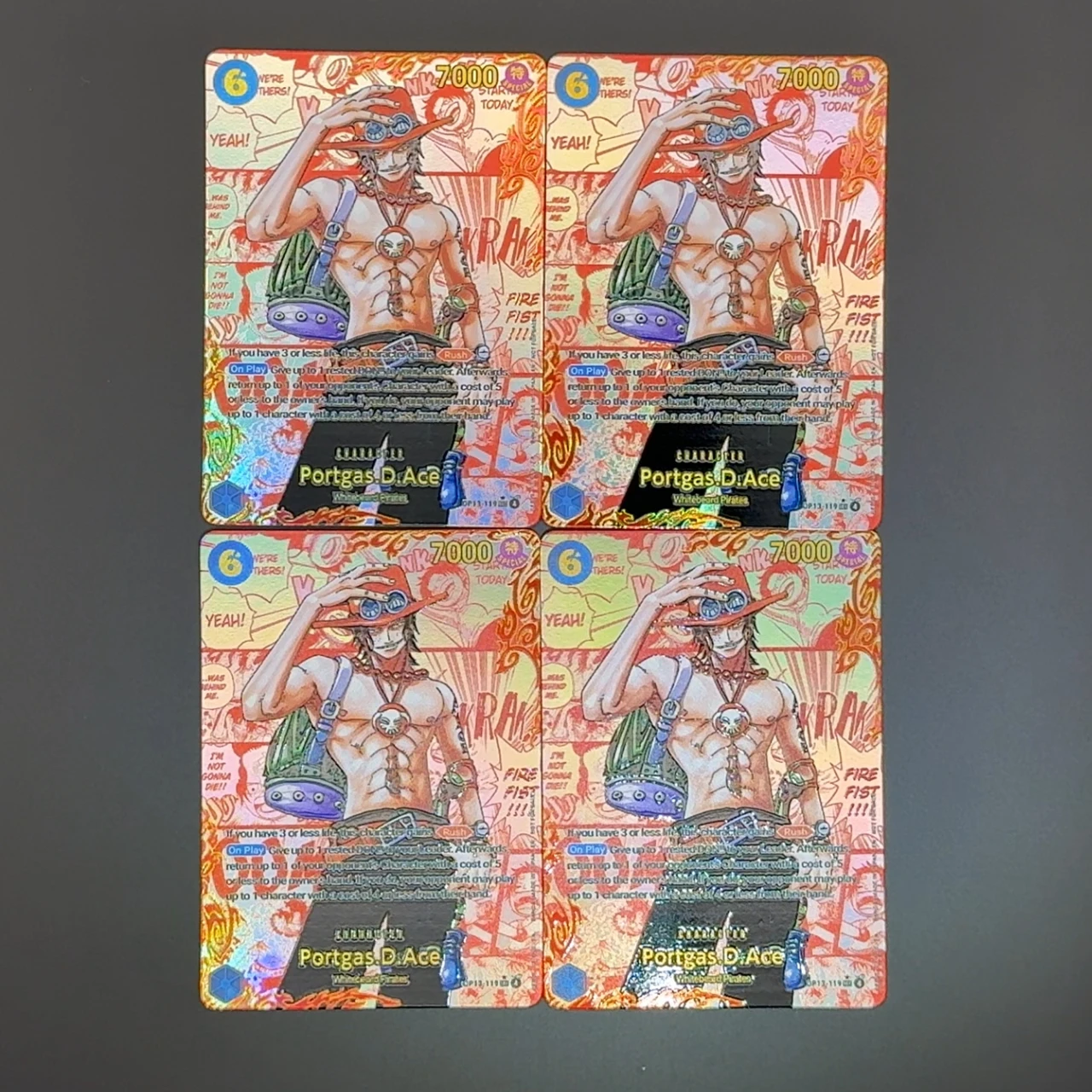One Piece TCG OPCG Englische Leader-Karte OP13 Rote Manga-Karte Luffy Ace Sabo OP13-118 OP13-119 OP13-120 Texturierte Folien-Proxy-Karte – Detail 4