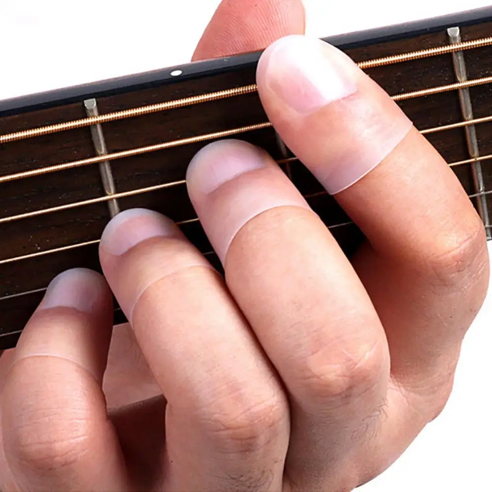4PcsUltrathinLeftHandGuitarFingertipProtectorSiliconeFinger