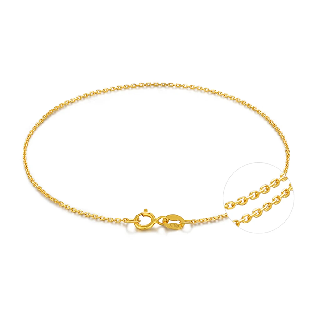 

Solid Pure 18K Yellow Gold 1mmW Tiny O Chain Link Bracelet 0.5-1g 15-24cm