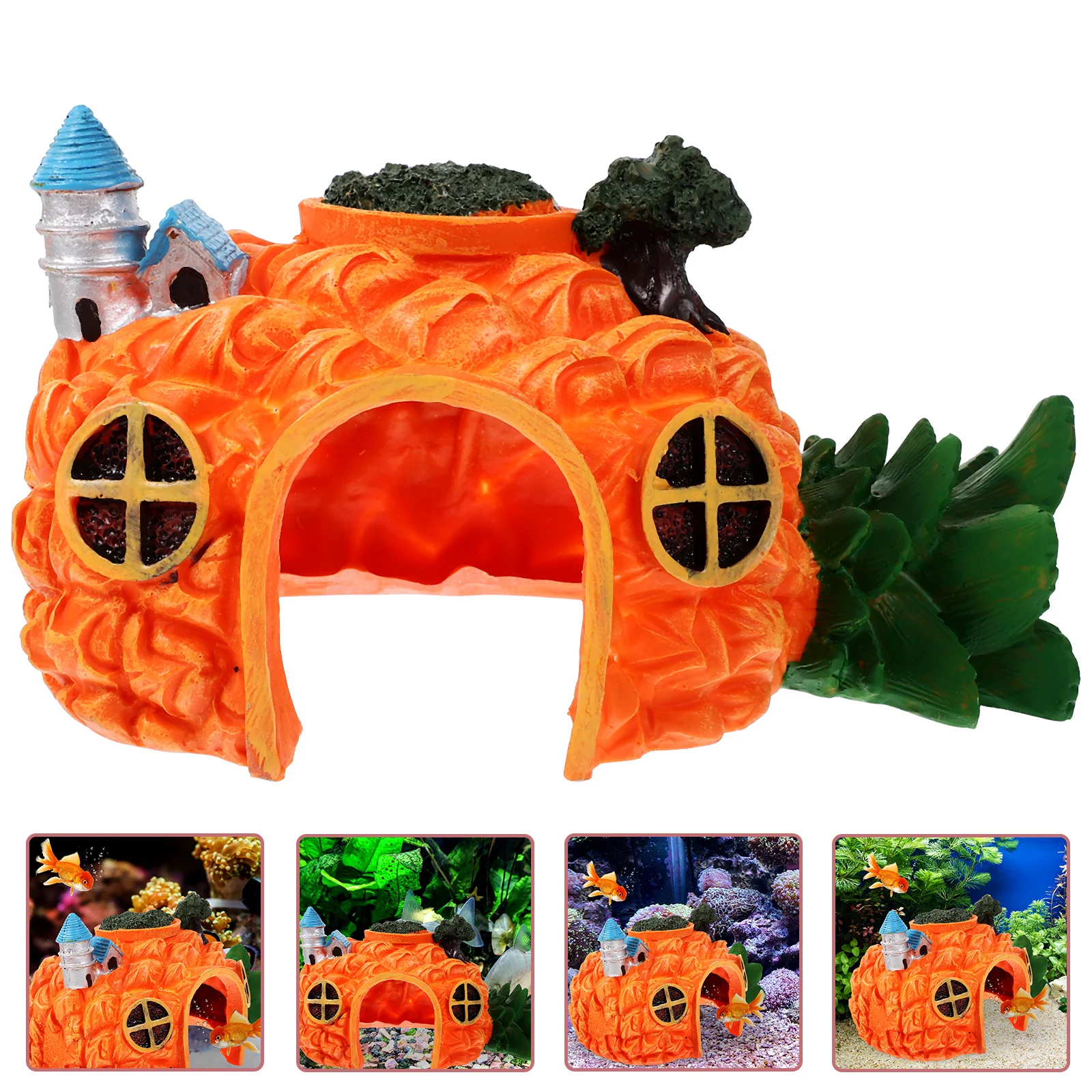 

Aquarium Decoration Resin Pineapple Ornament For Fish Tank Cave Hidden Decorations Tall Accessories Mushroom