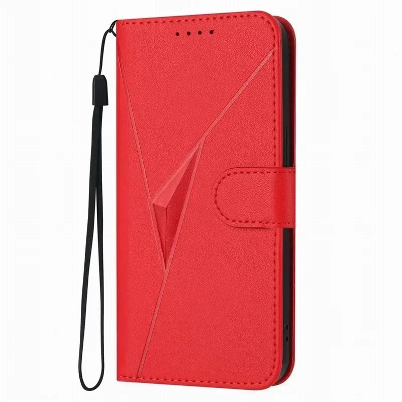 3D Triangle Wallet Phone Cover with Card Slots and Stand Feature #NIB