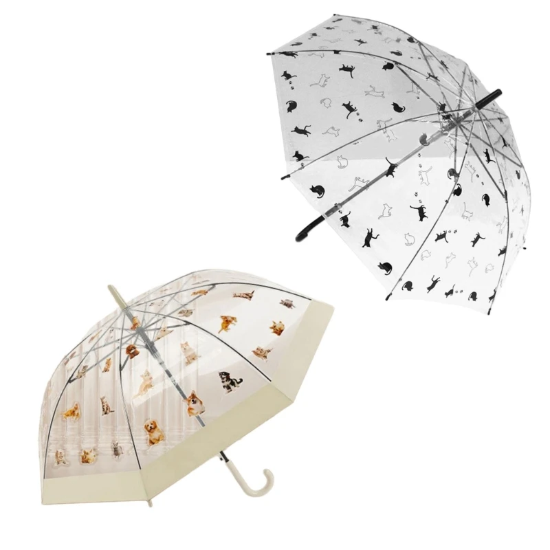 Lightweight Umbrellas with Lovely Pattern Water Resistant Clear Rain Gear