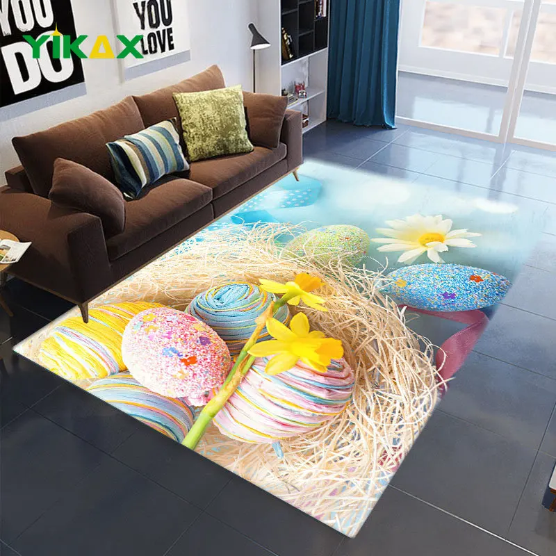 

Easter Egg Print Carpet Living Room Bedroom Home Hotel Decor Floor Mats Anti-slip Washable Lounge Nursery Kids Play Area Rugs