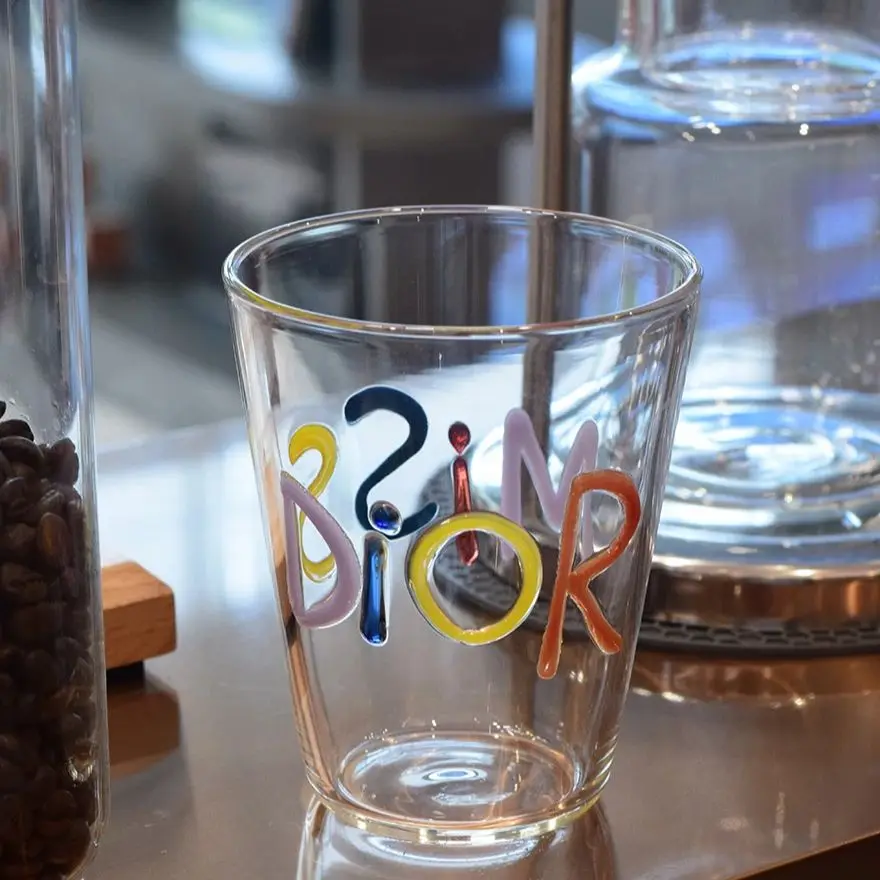 Colorful 3D letter Coffee Milk Juice Glass Cup Drink Water Cup High Borosilicate heat-resistant Glass Desserts Milk Coffe