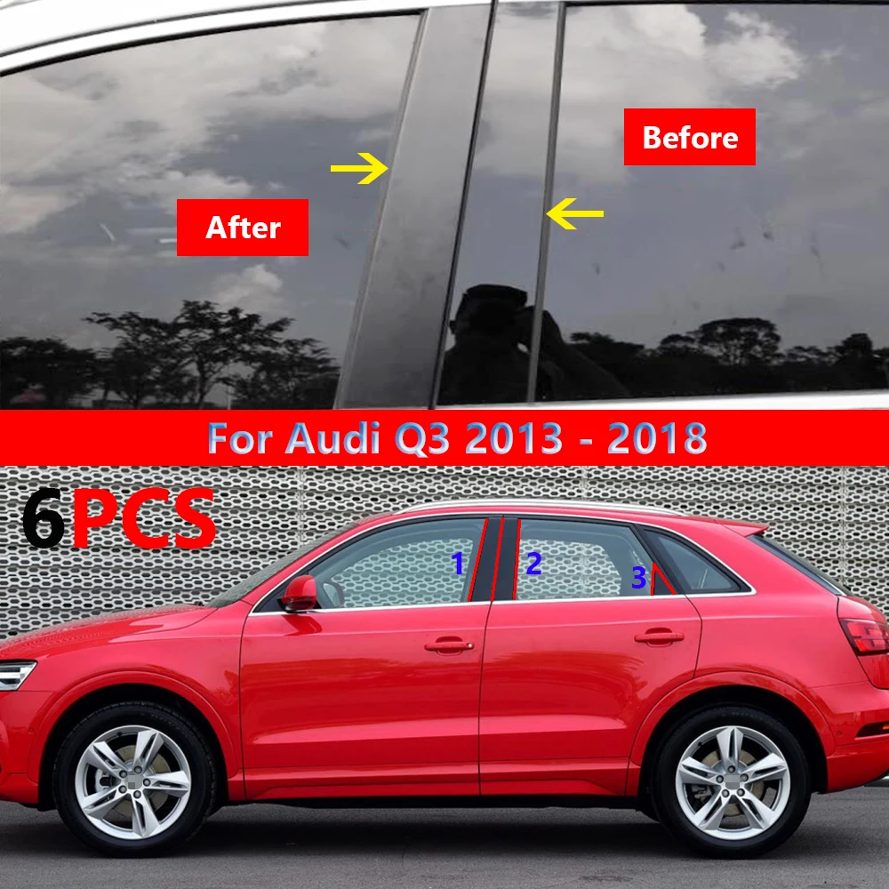 

6 шт., накладки на стойки автомобильных окон и двери для Audi Q3 2013-2018