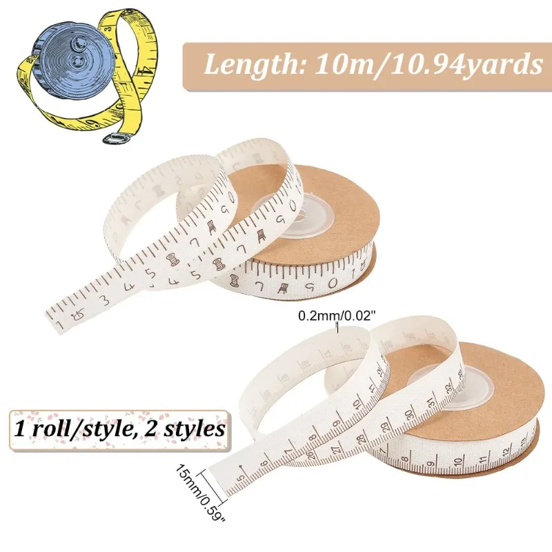 Measuring Tape Ribbon 10m/ 11 Yard Cotton Ribbon Scale Seamstress Tape Cloth Measure Sewing Lose Weight Body