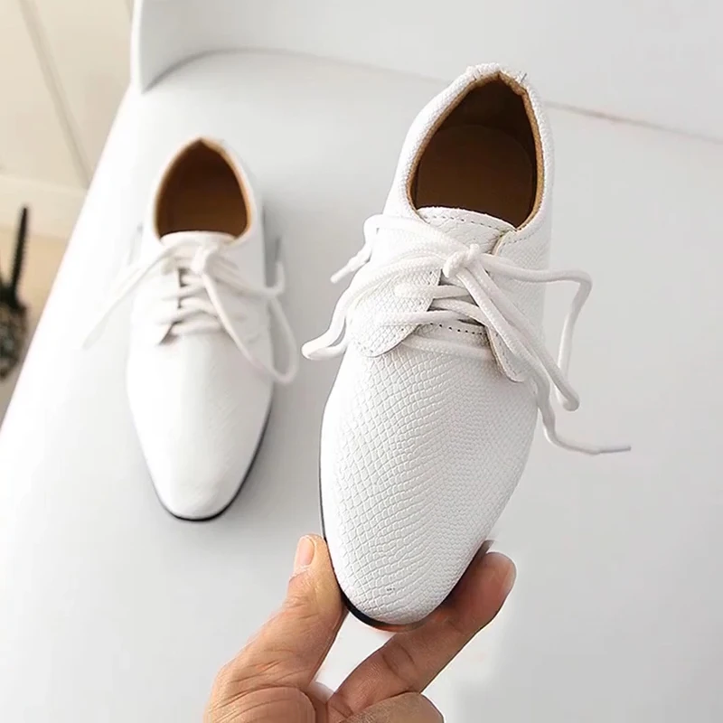 Children Leather Shoes Wedding Ring Bearer Boys Toddlers Big Kids Formal Shoes For Show Stage British Style Pointed Toes S 21-36 girls shoes