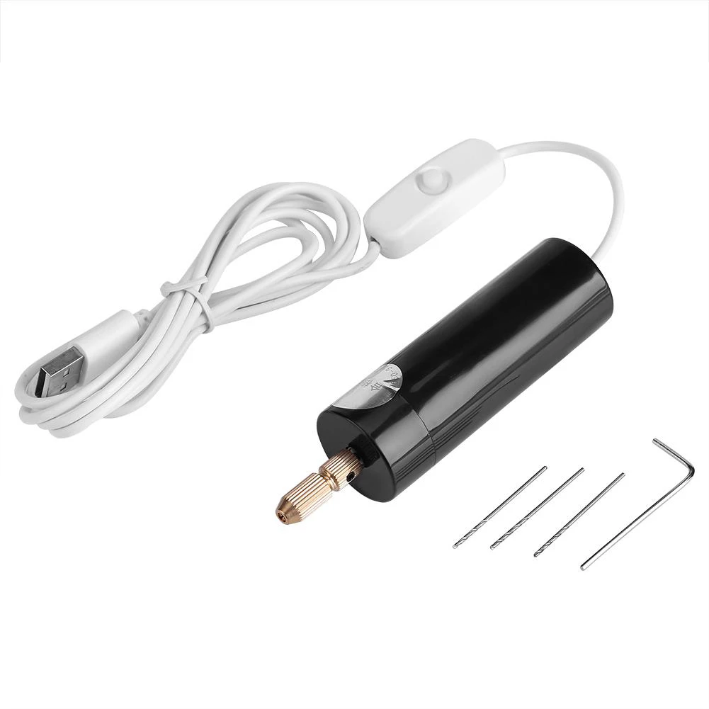 

Mini Hand Drill USB Powered Handheld Rotary Drill Set with Twist Drill Bits for Metal Wood Jewelry