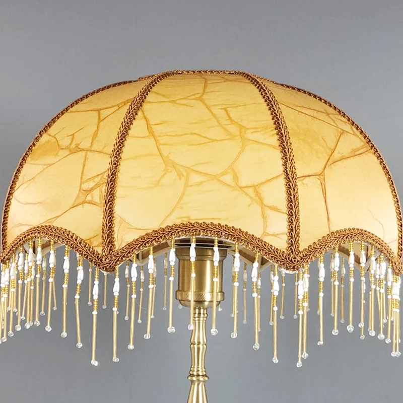 European Vintage Luxury Lampshade Table Lamp Cover Retro Princess Rustic Bedroom Bedside Bead Lace Fabric Lamp Cover Home Decor