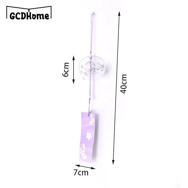 1pcs Romantic Crafts Japanese Cherry Blossom Glass Wind Chimes Bells Home Garden Office Ornament Indoor Window Hanging Decor 6