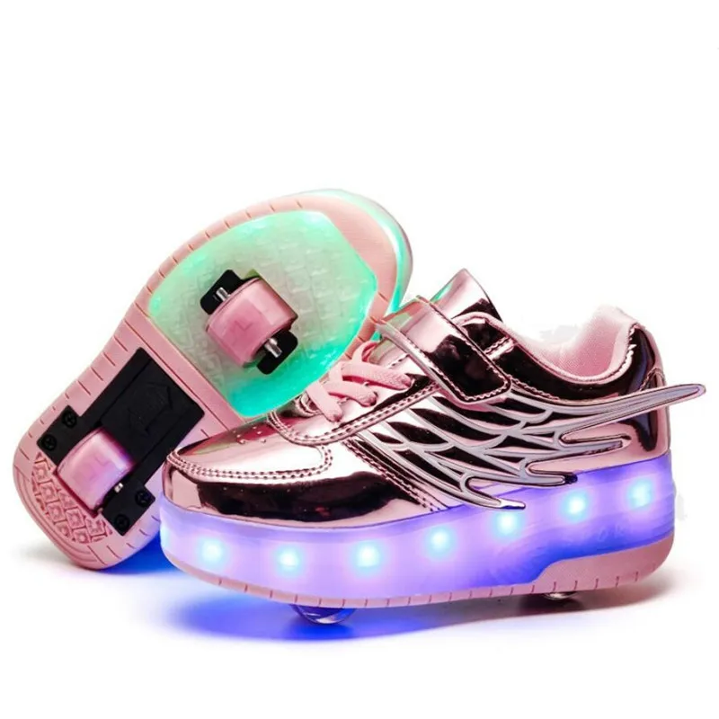 Size 28-40 Led Wheel Sneakers For Kids Boys Girls Usb Glowing Roller Shoes With Lights Double Children Girl Skate Shoes - Children Shoes - AliExpress