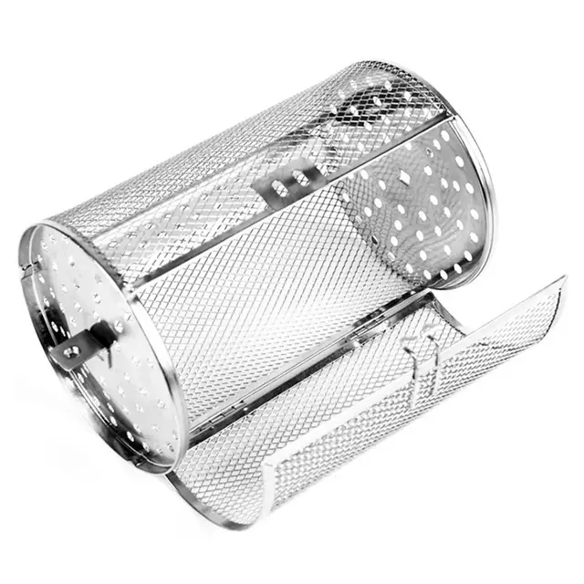 Grill Pörkölő Dob Tartós Rohanás Elleni Rozsdamentes Acél Huzal Forgó Dió Bab Kosár Étterem Kiegészítő - Image 2