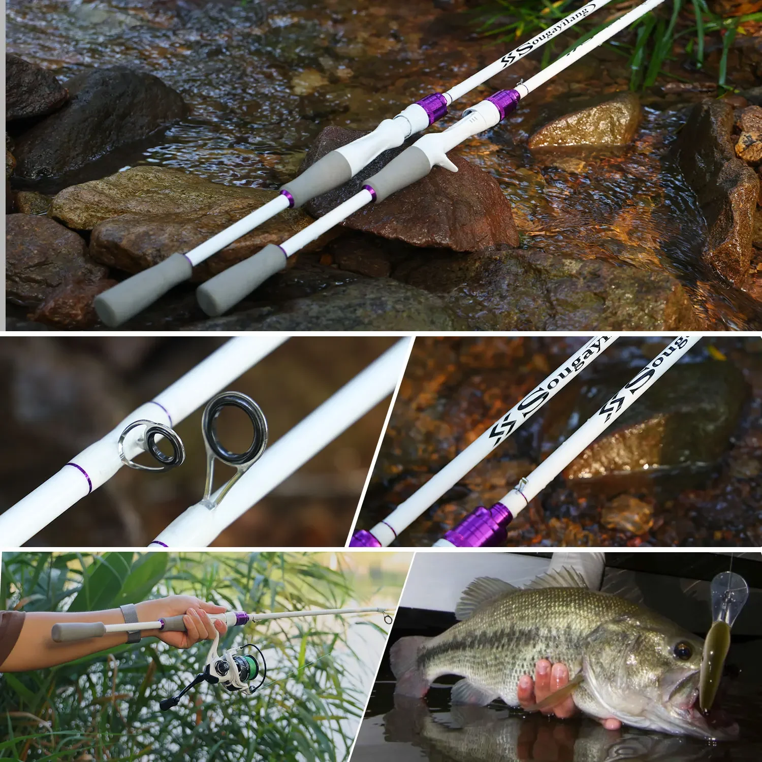 Sougayilang Ultralight Fishing Rod | 2-Piece Graphite Trout/Crappie Rod | Cork Handle & Stainless Guides | 5'6" To 8' Lengths