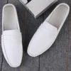 Summer Mens Casual Loafers Leather Loafer Shoes For Men Fashion Light Flats Man White Sneakers Slip-On Driving Big Size 38-47 2
