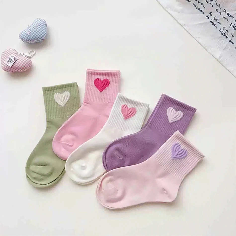Girls Heart Socks Set 3
