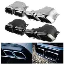 1 Paar Quad Uitlaat Tips Staart Keel 4 Outlets Fit Voor Mercedes-Amg C63/S W205 S205 C205 a205 Facelift 2019 + 304 Roestvrij Staal